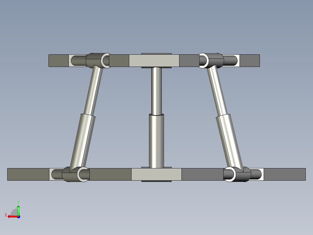 简易并联机构装配及运动仿真3D模型后视图