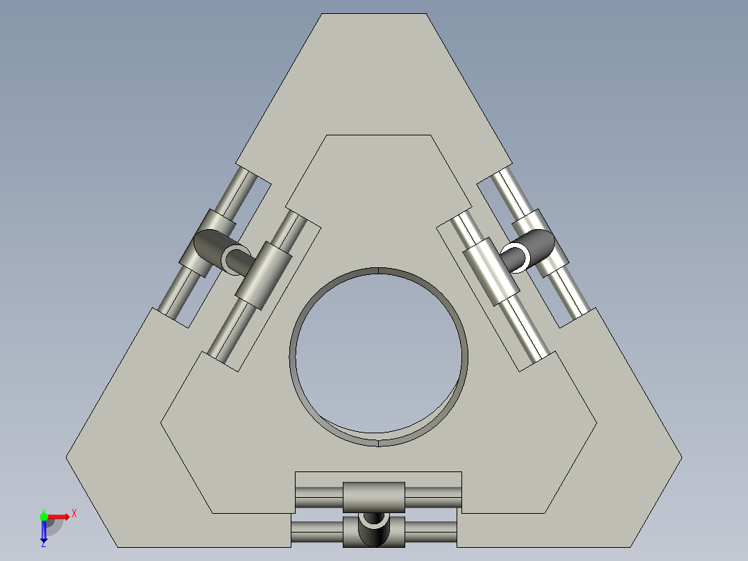简易并联机构装配及运动仿真3D模型俯视图