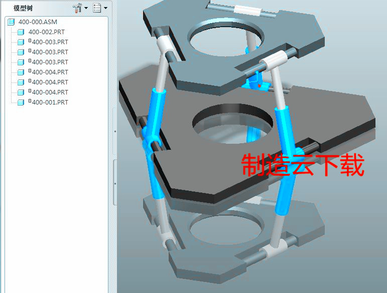 简易并联机构装配及运动仿真3D模型