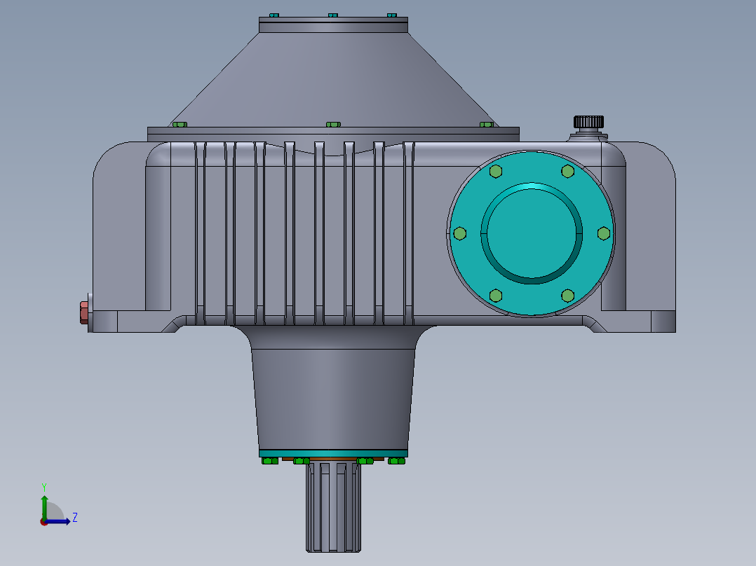 带安全离合器蜗轮箱模型3D图纸 IGS格式左视图