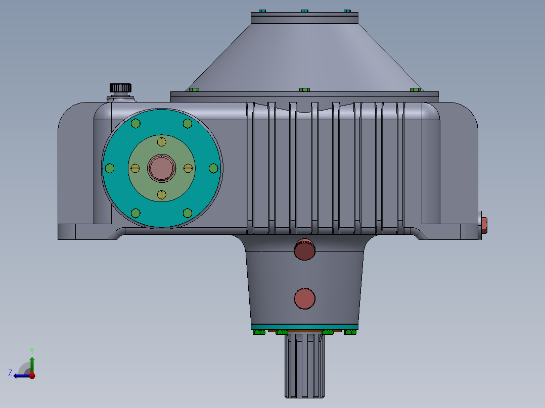 带安全离合器蜗轮箱模型3D图纸 IGS格式右视图