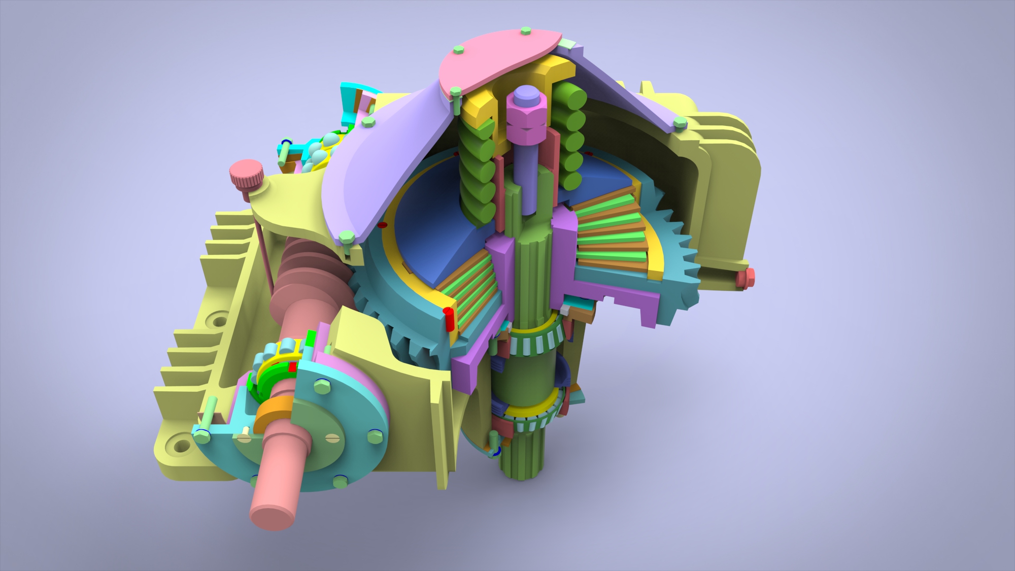 带安全离合器蜗轮箱模型3D图纸 IGS格式