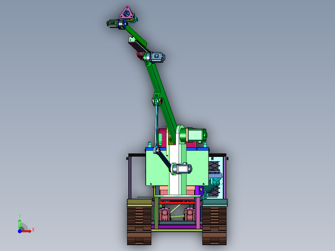 驾驶式操作臂采摘机器燃油小车前视图