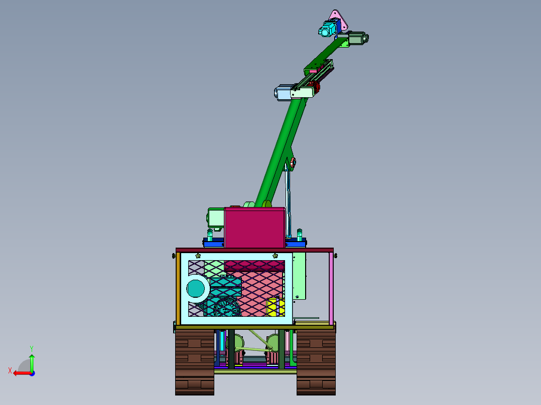 驾驶式操作臂采摘机器燃油小车后视图