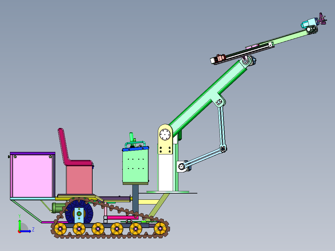 驾驶式操作臂采摘机器燃油小车左视图