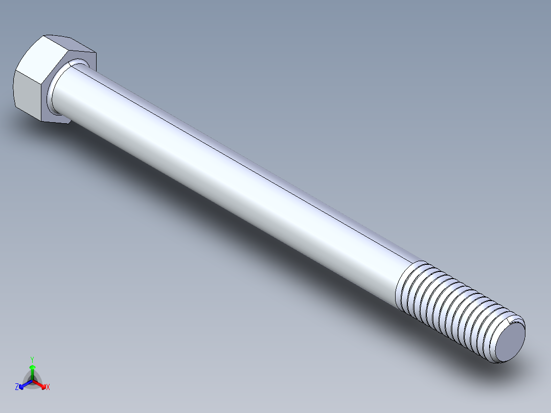 UNC 六角螺栓-Hex Bolt 0.4375-14 x 5正等轴测图