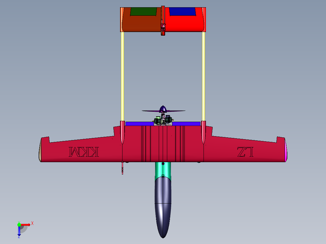 森林巡查固定翼无人机俯视图