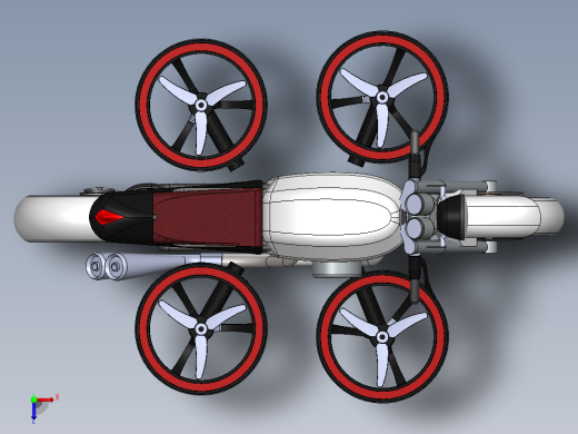 飞行摩托车flying-motorcycle-dronebike-concept-SolidWorks2015俯视缩略图