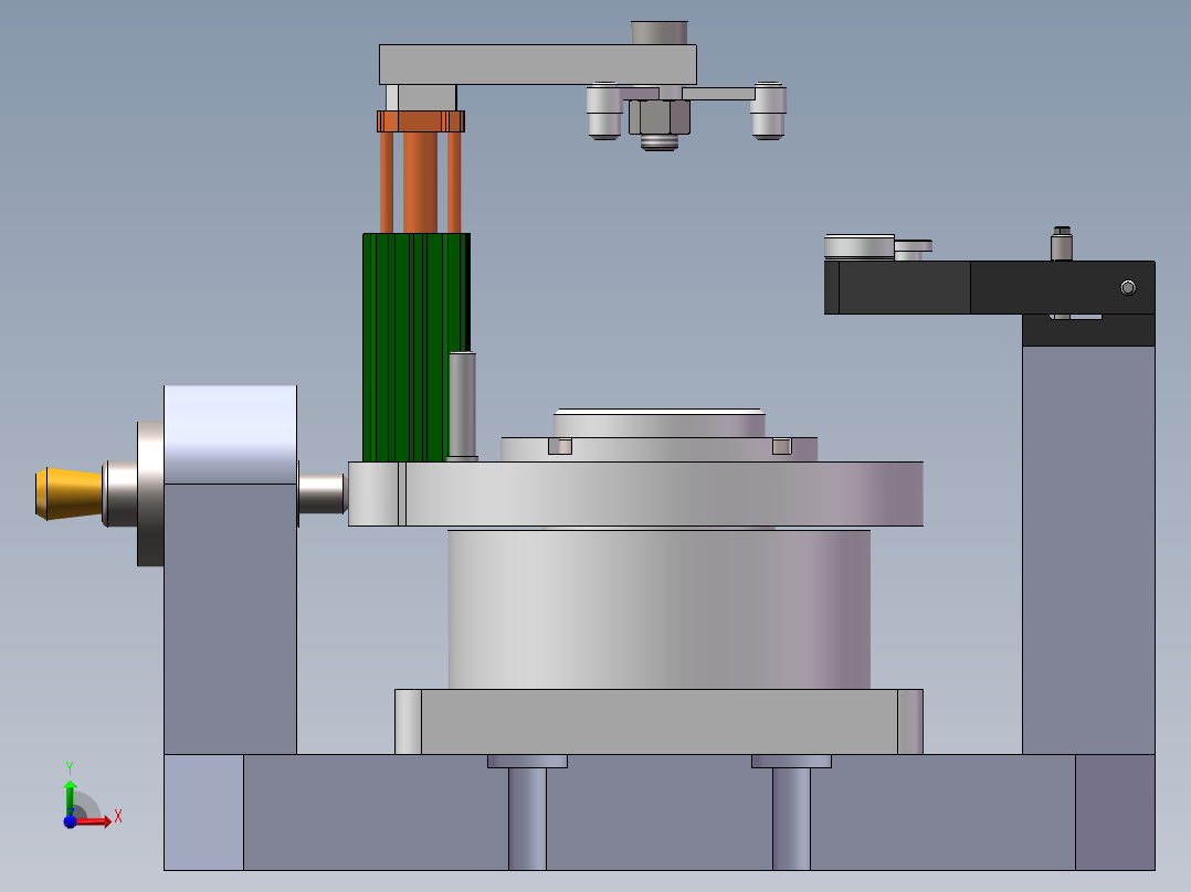 法兰盘钻孔夹具前视图