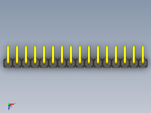 角度单排通孔引脚接头，间距2.54毫米俯视缩略图