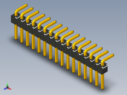 角度单排通孔引脚接头，间距2.54毫米正等轴测缩略图