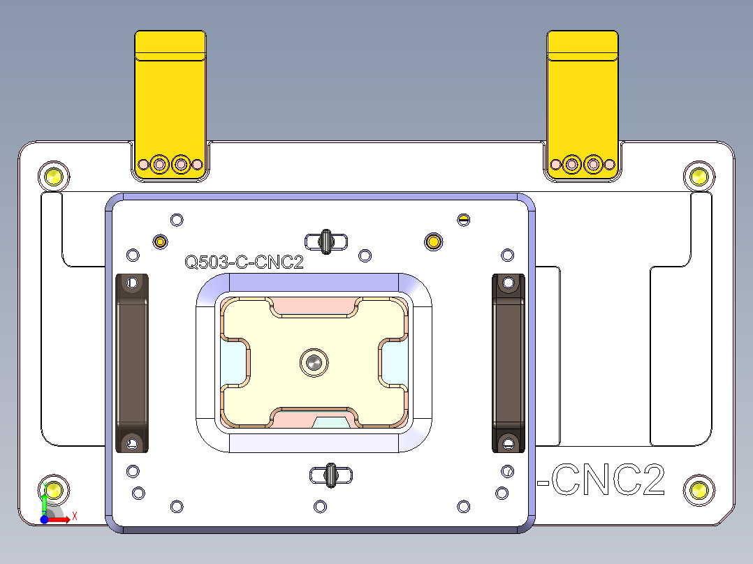 笔记本CNC工装夹具三维模型前视图