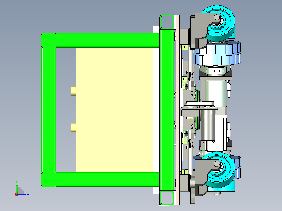 智能工厂AGV运输小车设计左视图