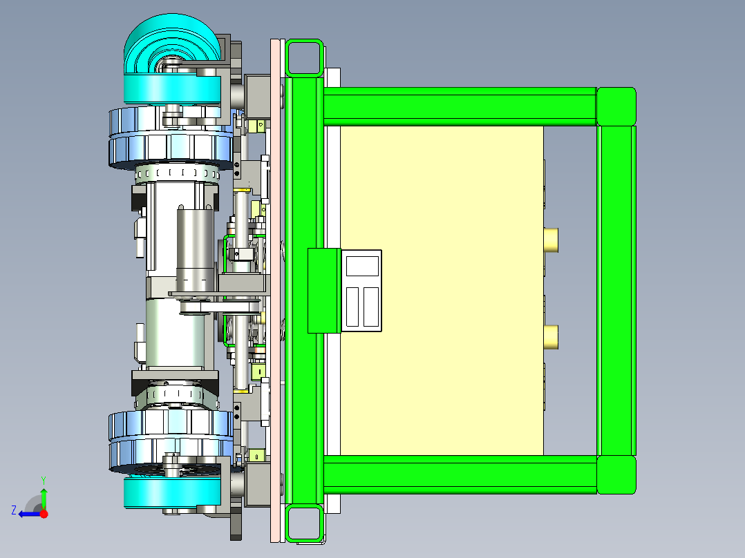 智能工厂AGV运输小车设计右视图