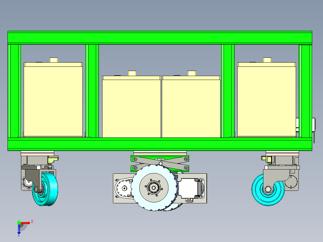 智能工厂AGV运输小车设计俯视图