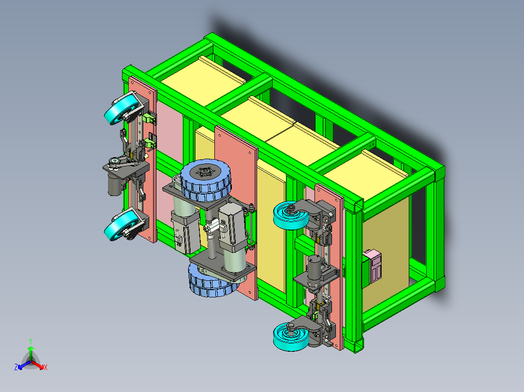 智能工厂AGV运输小车设计正等轴测图
