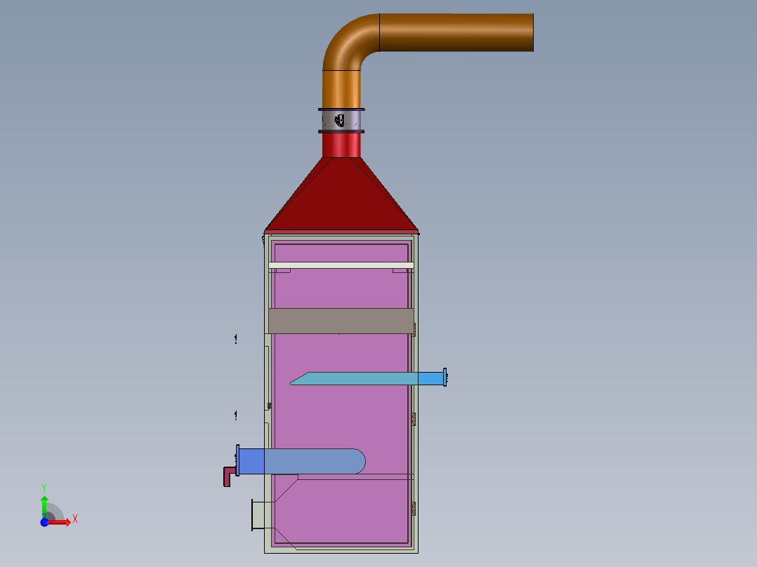 新型垃圾焚烧环保处理装置前视图