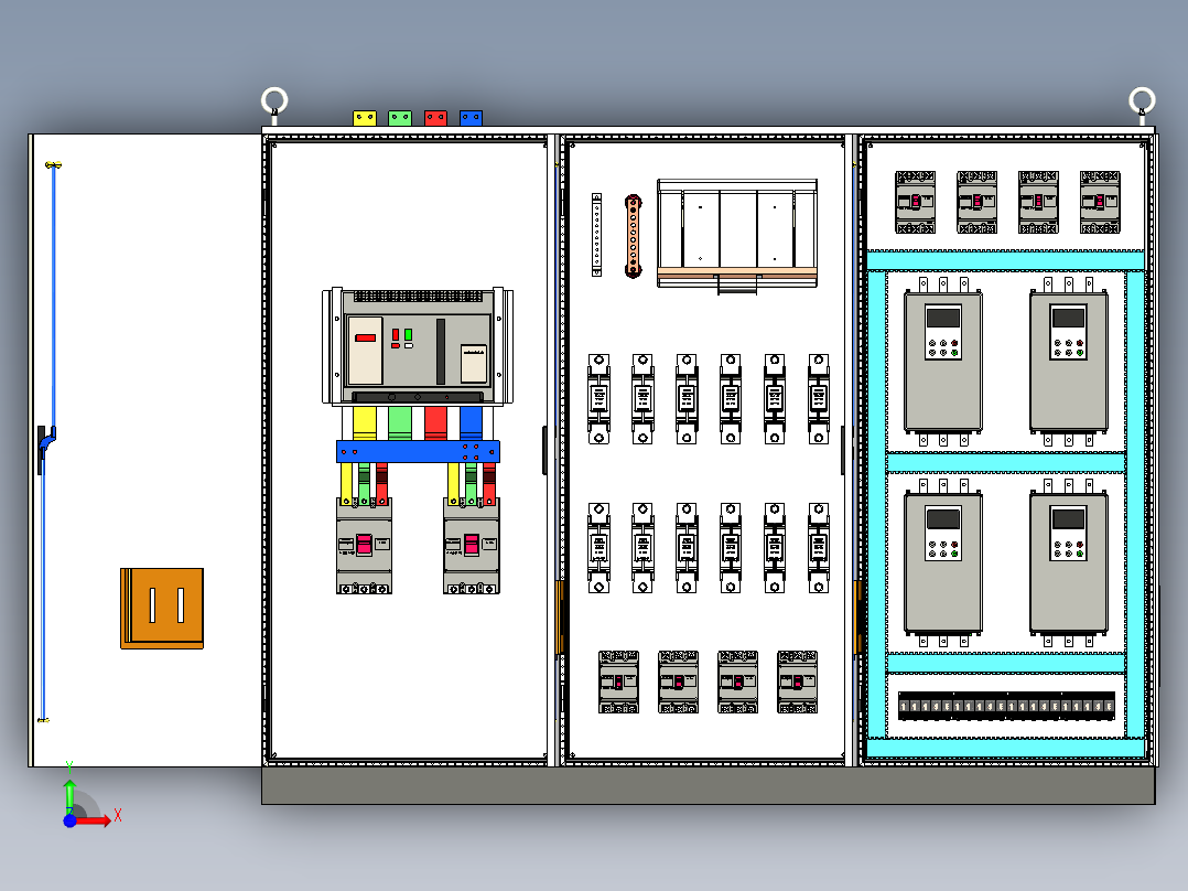 三柜组装万能断路器刀开关软启动控制柜 55334前视图