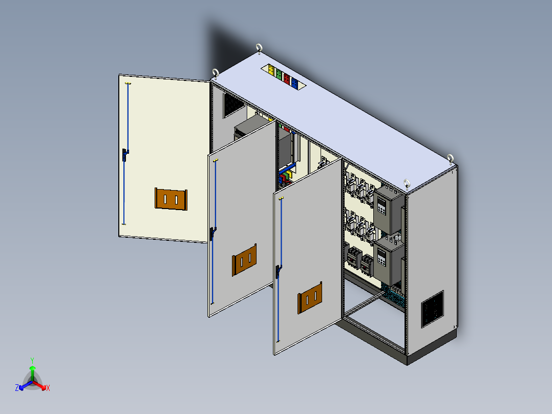 三柜组装万能断路器刀开关软启动控制柜 55334正等轴测图