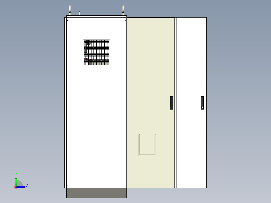 三柜组装双电源软启动plc控制柜 55356左视图