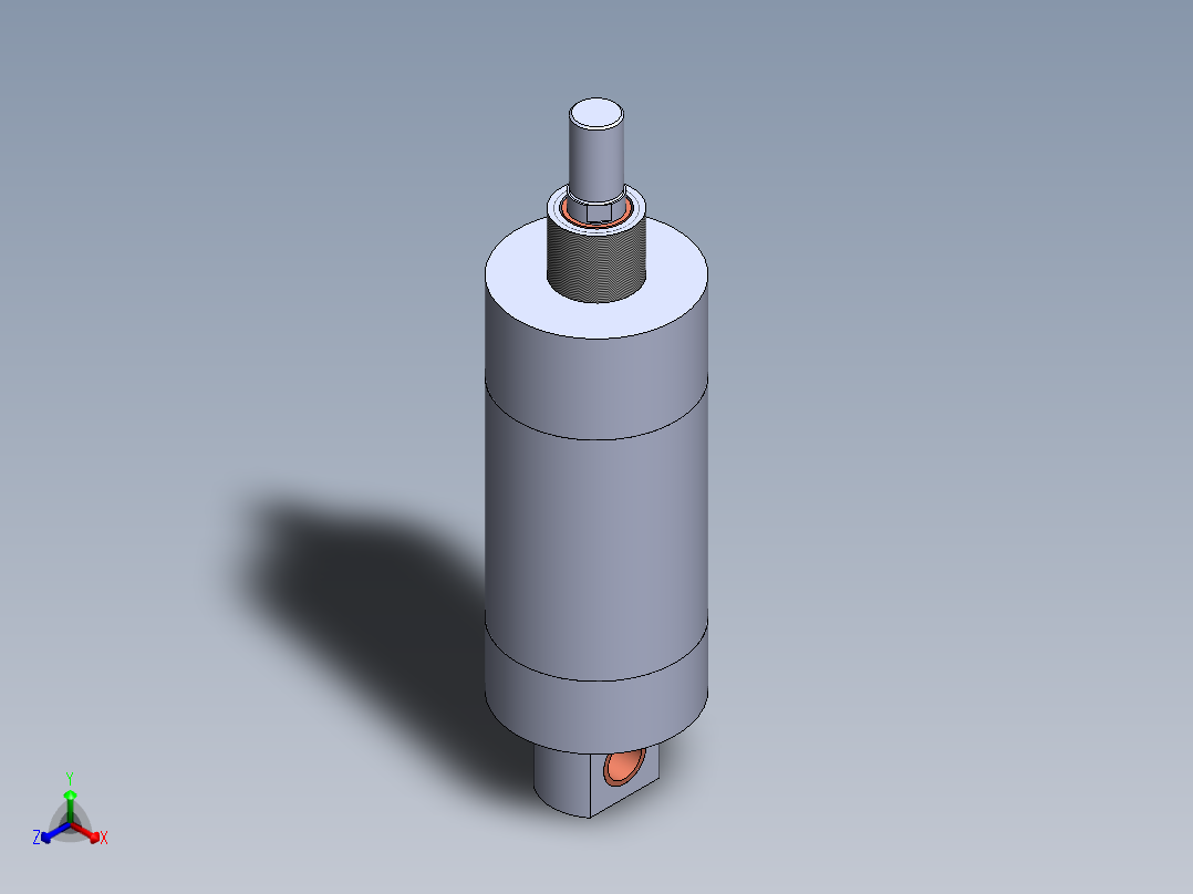 圆形气缸40x12x25毫米正等轴测图