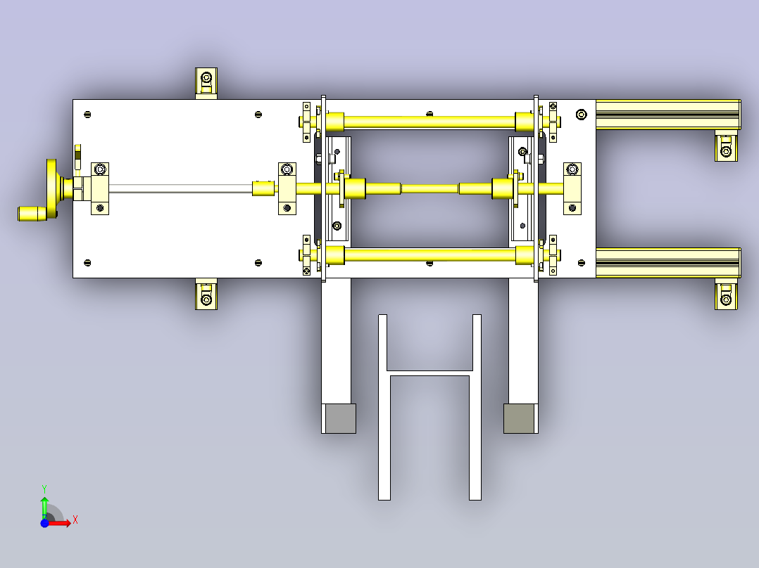 一种装箱机活动式导轨3D图纸前视图