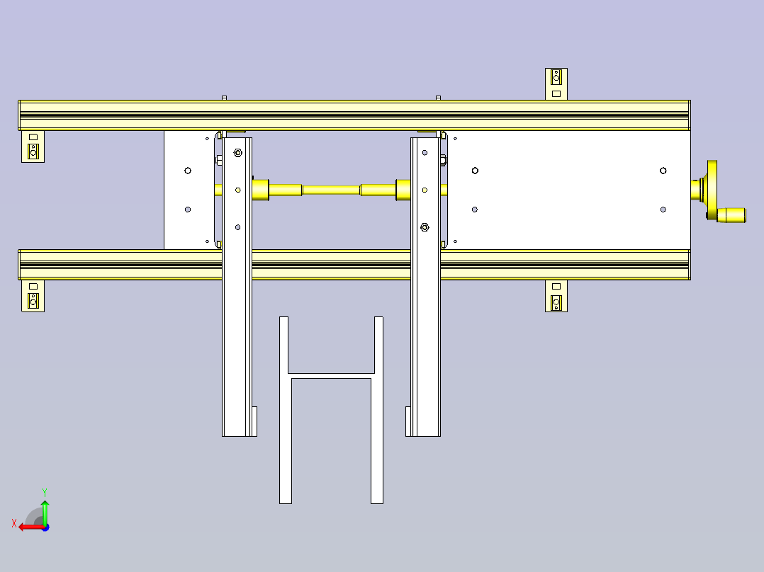 一种装箱机活动式导轨3D图纸后视图