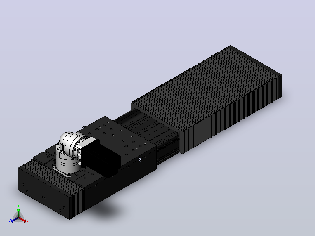 DMG220-LCR齿轮齿条模组直线滑台（电机左折）[DMG220-L20S500-DT750-A2D-LCR-P7]正等轴测图