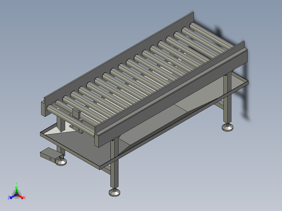 无动力滚筒输送线生产模型设计sldprt三维素材