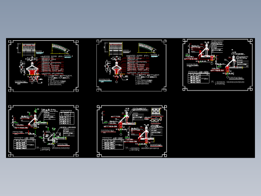 H229仿古建筑中式围墙马头墙院墙古建筑帽檐墙帽女儿墙CAD施工图