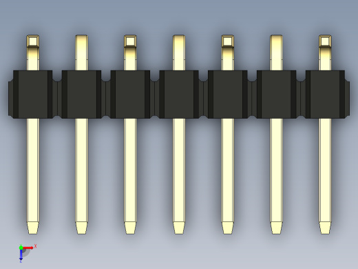 彩色公排针 100mil 2.54mm 系列-DS1022_black_07p_100mil_Type_SMT_R1_rev1.0俯视缩略图