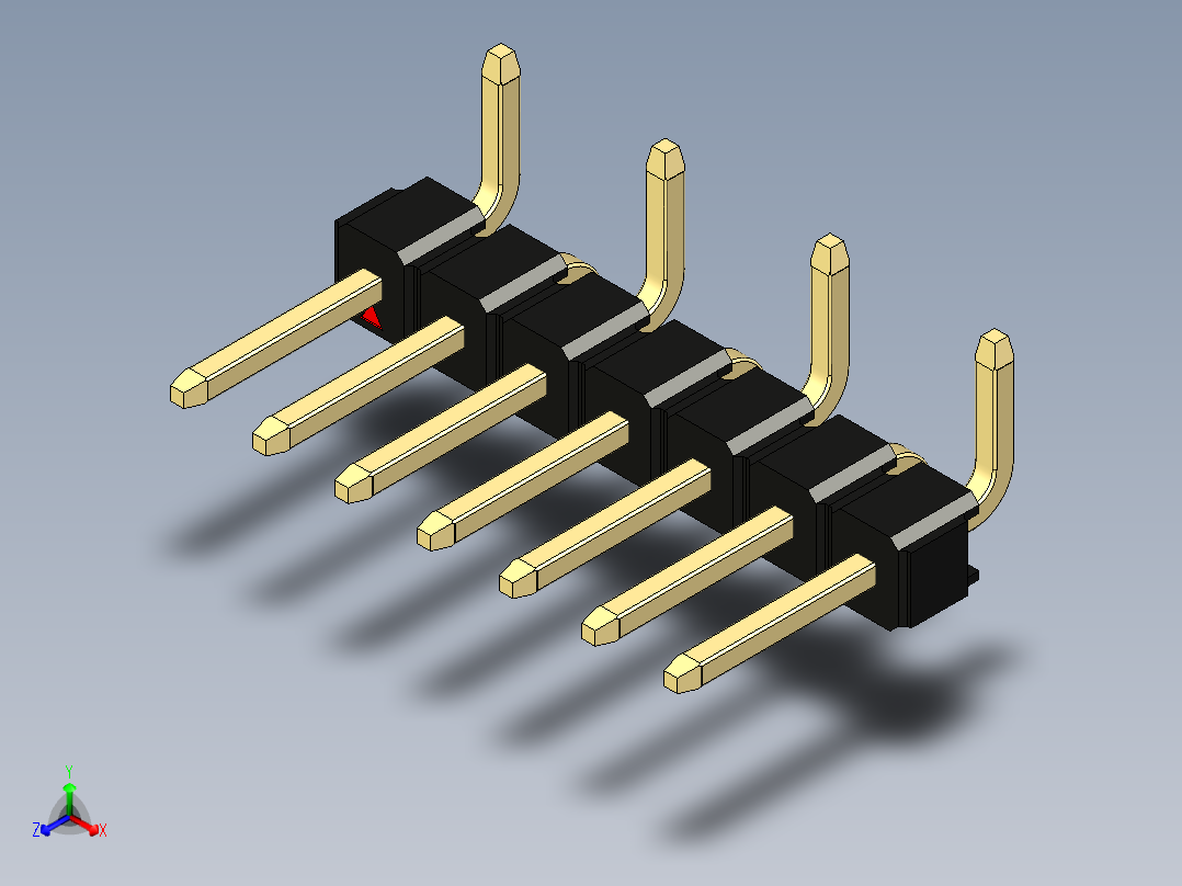 彩色公排针 100mil 2.54mm 系列-DS1022_black_07p_100mil_Type_SMT_R1_rev1.0正等轴测图