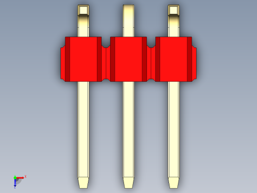 彩色公排针 100mil 2.54mm 系列-DS1022_red_03p_100mil_Type_SMT_R1_rev1.0俯视缩略图