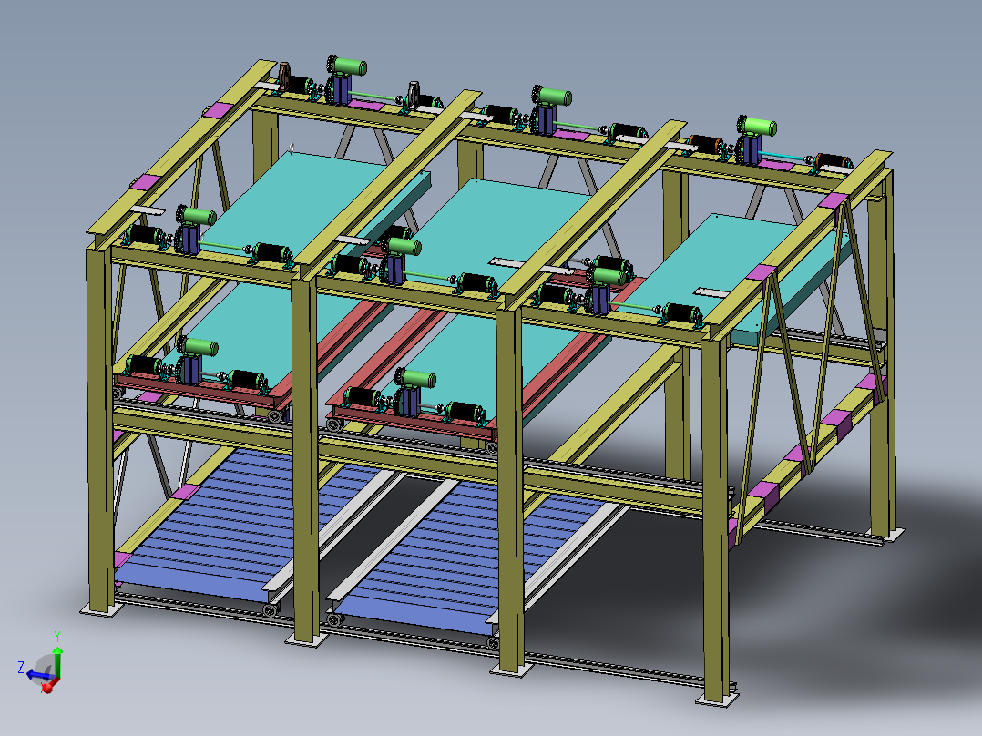 三层三列式升降横移式立体车库设计资料含三维二维说明书主视图