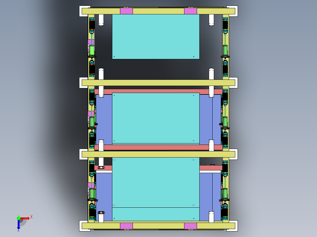 三层三列式升降横移式立体车库设计资料含三维二维说明书俯视图
