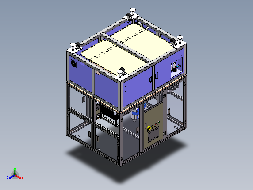 tray盘上料测试机正等轴测图