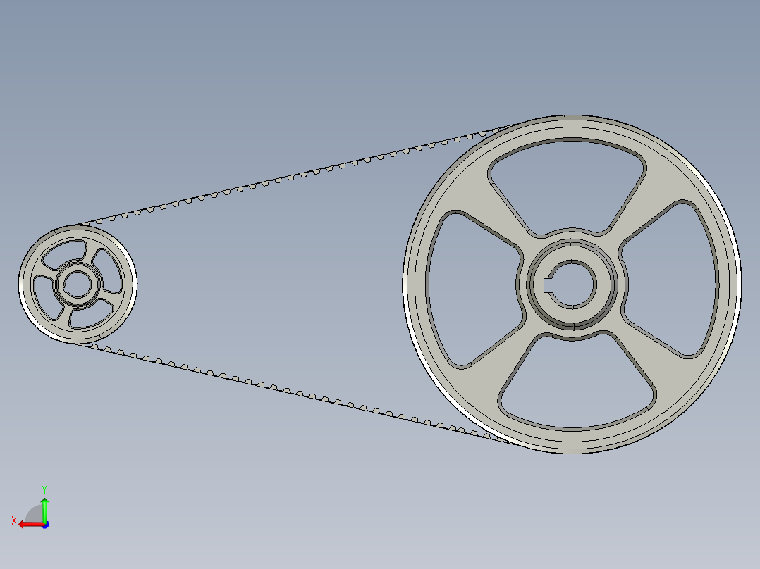 同步带和滑轮--stp三维 3d模型设计图后视图