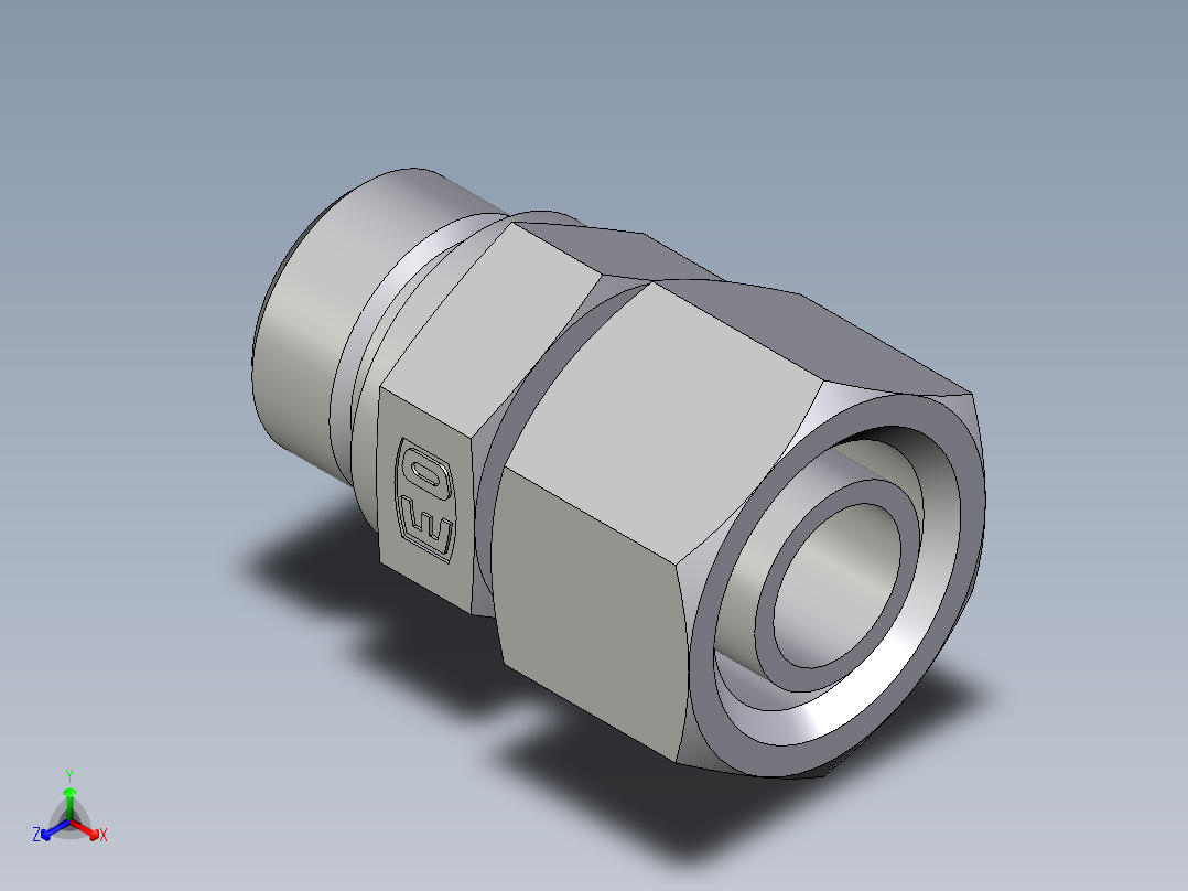 卡套式工业通用硬管接头EO_Standpipe_connector_EVGE20SMEDCF正等轴测图