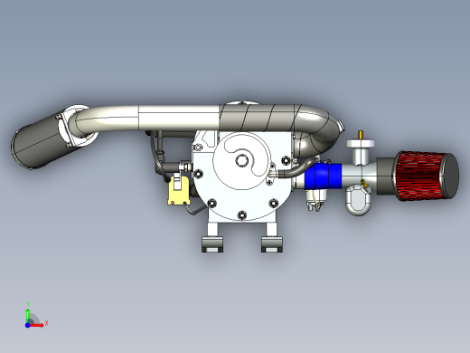 卡丁车绘制了 345cc Wankel 发动机前视缩略图