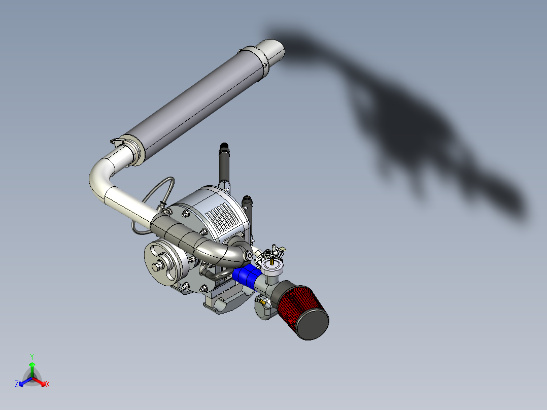 卡丁车绘制了 345cc Wankel 发动机正等轴测图