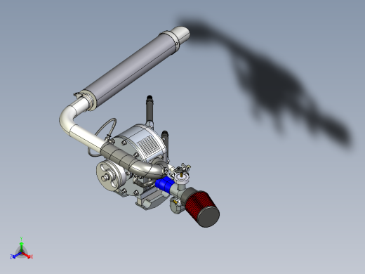 卡丁车绘制了 345cc Wankel 发动机正等轴测缩略图