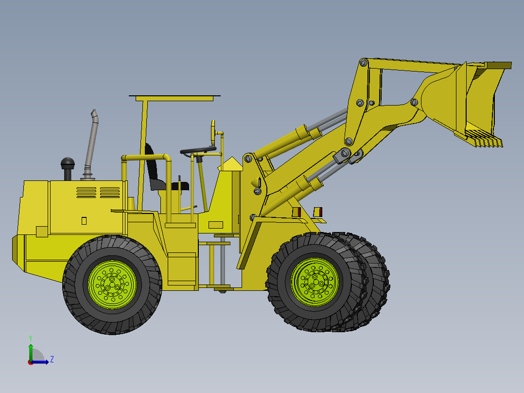 拖拉机装载机反铲左视图