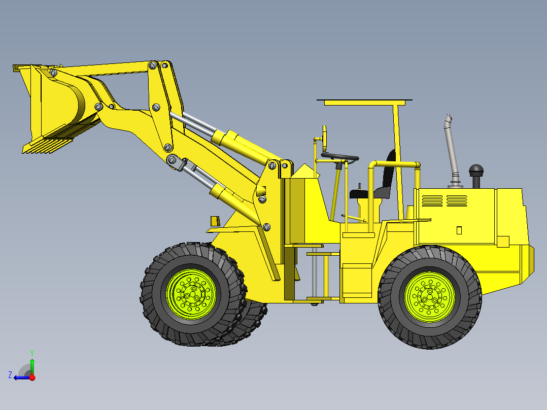 拖拉机装载机反铲右视图