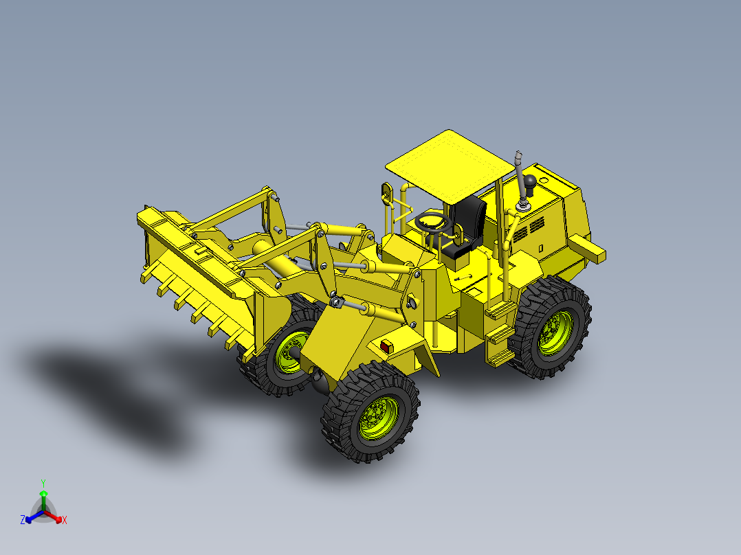 拖拉机装载机反铲正等轴测图
