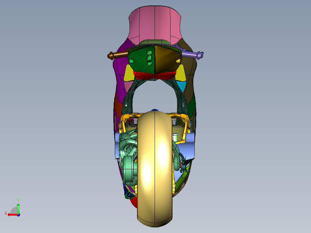 智慧型电动摩托车后视图