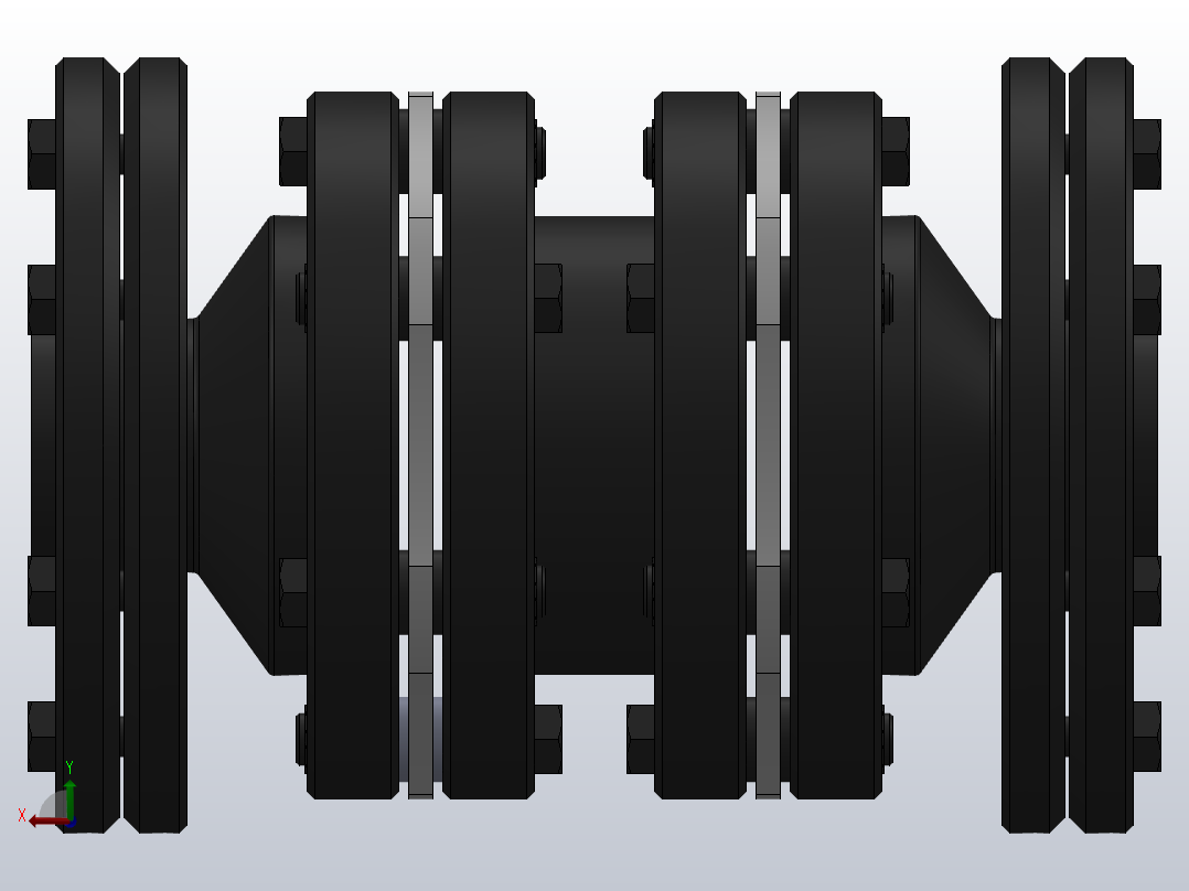 DJM-Y-P型锁紧盘式单型弹性膜片联轴器／SJM-Y-P型锁紧盘式双型弹性膜片联轴器_SJM-19-Y-P-170／Y-P-170-287左视图