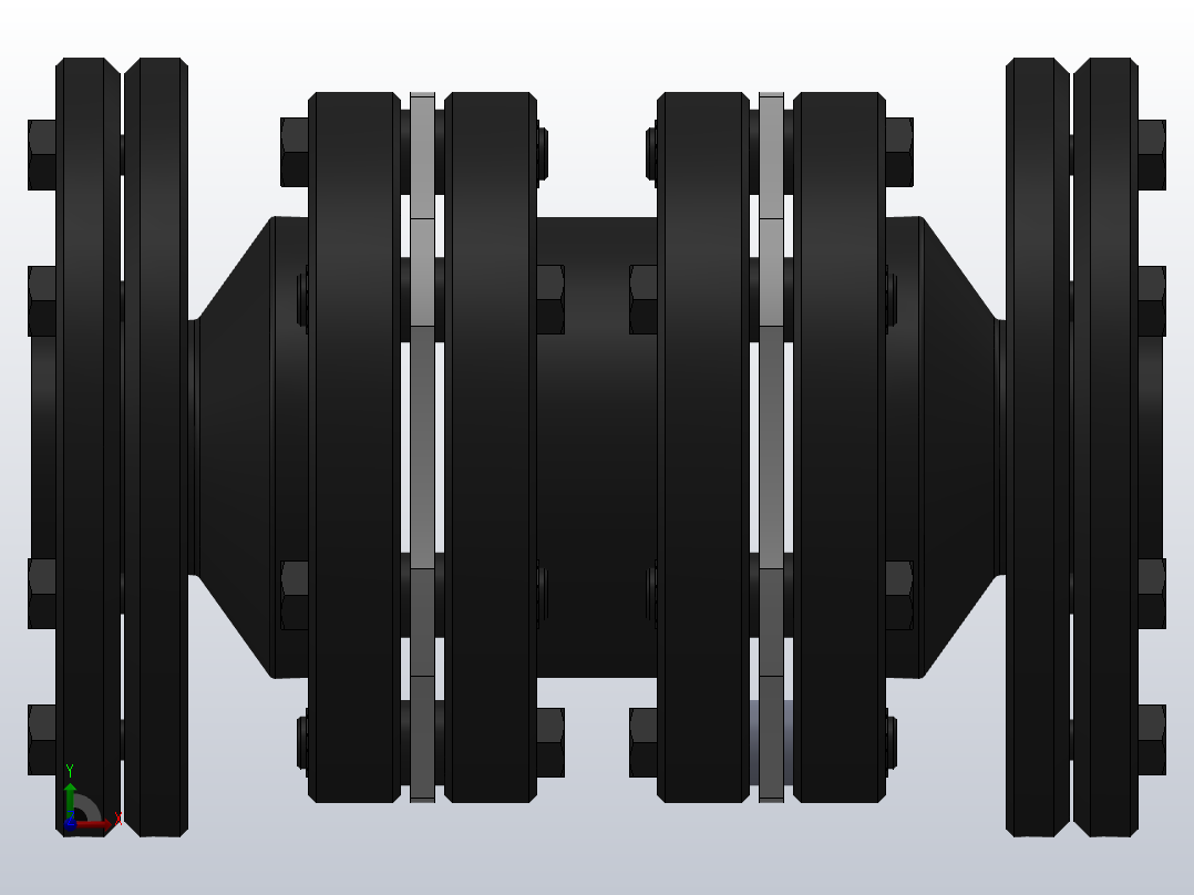 DJM-Y-P型锁紧盘式单型弹性膜片联轴器／SJM-Y-P型锁紧盘式双型弹性膜片联轴器_SJM-19-Y-P-170／Y-P-170-287右视图