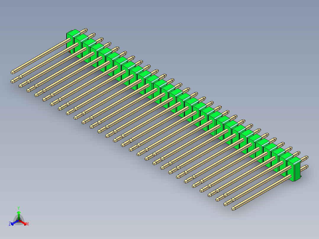 彩色公头100mil（2.54mm）系列-DS1021_green_2x29p_100mil_Type19_rev1.0主视图