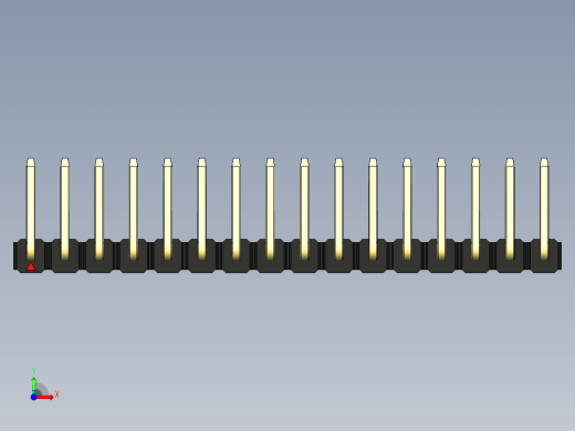 彩色公排针 100mil 2.54mm 系列-DS1022_black_16p_100mil_TypeU_rev1.0前视缩略图