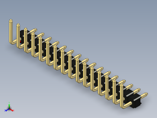 彩色公排针 100mil 2.54mm 系列-DS1022_black_16p_100mil_TypeU_rev1.0正等轴测缩略图